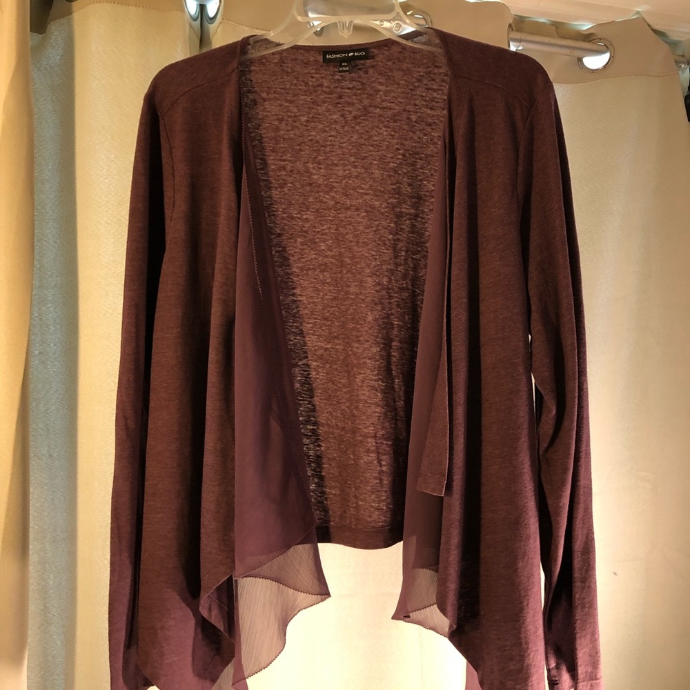 Draped Cardigan w/layered shell, dusty wine sz 16